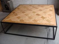 Steel And Wood Coffee Table - Parquet Style 3 small