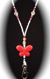 Red, White, And Blue Butterfly Beaded Lanyard 1 small