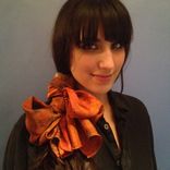 Tangerine Hamsa Silk Scarf 1 small