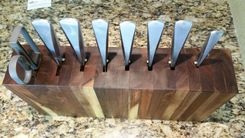 Custom Made Walnut Vertical Hand Crafted Chef's Knife Block 5 small