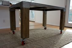 Douglas Metal And Wood Table With Wheels 2 small