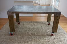 Douglas Metal And Wood Table With Wheels 4 small