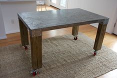 Douglas Metal And Wood Table With Wheels 5 small