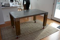 Douglas Metal And Wood Table With Wheels 6 small
