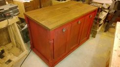 Aged Red Kitchen Island 1 small