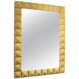 Custom Geometric Parchment Mirror With Inlaid Brass. 1 small