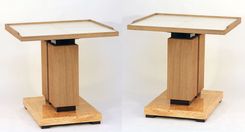 Dominique Inspired Pair Of Parchment And Karelian Burl Tables. 2 small