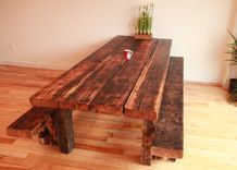 Custom Farmhouse Dining Table And Benches For Kitchensurfing.Com 4 small