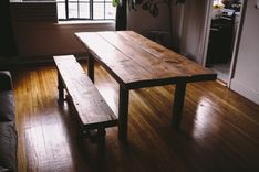 Reclaimed Farmhouse Table + Bench 1 small
