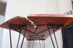 8' Live Edge Cherry Slab With Custom Iron Legs 2 small