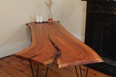 8' Live Edge Cherry Slab With Custom Iron Legs 5 small