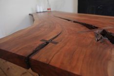 8' Live Edge Cherry Slab With Custom Iron Legs 3 small