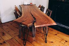 8' Live Edge Cherry Slab With Custom Iron Legs 7 small