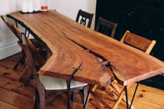 8' Live Edge Cherry Slab With Custom Iron Legs 1 small