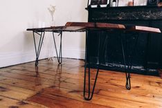 8' Live Edge Cherry Slab With Custom Iron Legs 8 small
