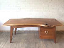 Mid Century Modern Inspired Walnut Slab Desk 2 small