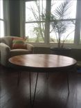 Circle Acacia Coffee Table With Steel Band And Hairpin Legs 3 small