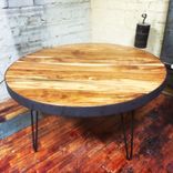 Circle Acacia Coffee Table With Steel Band And Hairpin Legs 5 small