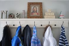 Entryway Coat Rack / Shelf. 3 small