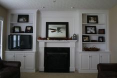 Built In Bookcase/Display Cabinets With Fireplace Mantle 1 small
