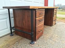 Industrial Black Walnut Office Desk 6 small
