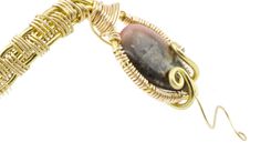Agate, Kundalini Serpent, Wire Weave Bracelet, Gold Wire 6 small