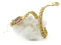 Agate, Kundalini Serpent, Wire Weave Bracelet, Gold Wire 2 small
