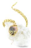 Agate, Kundalini Serpent, Wire Weave Bracelet, Gold Wire 5 small