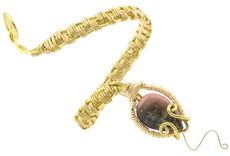 Agate, Kundalini Serpent, Wire Weave Bracelet, Gold Wire 1 small