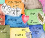 Children's Illustrated Watercolor Art United States Royal Blue Map 2 small