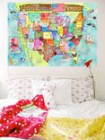 Children's Illustrated Watercolor Art United States Light Turquoise Map 2 small