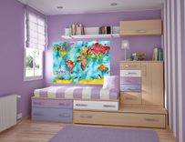 Children's Illustrated Watercolor Art Turquoise World Map 6 small