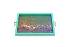 Waves Tray+Wall Art With Boat Cleat Handles 1 small