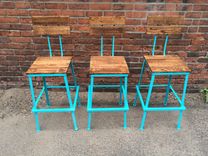 The Nantucket Stool With Back - Rough Sawn Oak 6 small