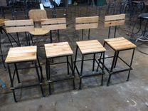 The Nantucket Stool With Back - Rough Sawn Oak 5 small