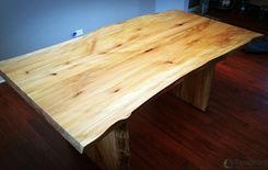 Custom 2-Slab Live Edge Sycamore Dining Table With Slab Legs 3 small