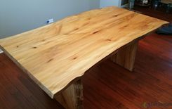Custom 2-Slab Live Edge Sycamore Dining Table With Slab Legs 2 small