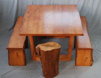 Live Edge Oak Dining Set - Table, Benches And End Table 1 small