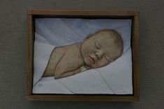 Infant Portrait: Ceramic Tile Relief With Poplar Frame 3 small