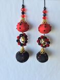 Black,Red,Silk Fabric Design With Gold Beads &Stone L- 5' , W- 1' 1 small