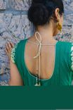 Long Dress Teel Green Net Fabric, Light Gold Jari Stone Embroidery Churidar Teel Green Lycra Fabric. 4 small