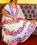 Long Dress Georgette Fabric,Jari Emd,(Pant),Lycra,(Stole) Net Fabric Pink,Silver,Green Silk Border 1 small
