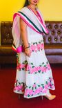 Long Dress Georgette Fabric,Jari Emd,(Pant),Lycra,(Stole) Net Fabric Pink,Silver,Green Silk Border 2 small