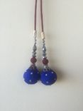 Blue Silk Hanging Balls With Crystal Stones,Silver Beads On  Silk Fabric,Could Be Hanged In Thread . 1 small