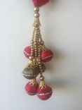 Hot Pink Velvet Balls With Crystal Stones Design, Hanging With Gold Beads[30$] 1 small