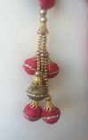Hot Pink Velvet Balls With Crystal Stones Design, Hanging With Gold Beads[30$] 2 small