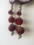 Burgundy Velvet Balls ,Hand Embroidery With Gold Beads .Could Be Hanged In Thread Too 2 small