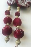 Burgundy Velvet Balls ,Hand Embroidery With Gold Beads .Could Be Hanged In Thread Too 3 small