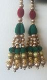 Red,Green And Golden Beads In Silk Fabric.Could Be Hanged In Thread Too 2 small