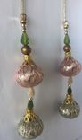 Green Pink Brocade Fabric Balls,Gold Silver Copper Velvet Beads 2 small